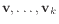 $ \mathbf{v}, \ldots, \mathbf{v}_k$