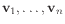 $ \mathbf{v}_1,\ldots,\mathbf{v}_n$