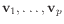 $ \mathbf{v}_1,\ldots,\mathbf{v}_p$