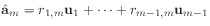 $\displaystyle \hat{\mathbf{a}}_m = r_{1,m} \mathbf{u}_1 + \cdots + r_{m-1,m} \mathbf{u}_{m-1}
$