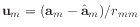 $ \mathbf{u}_m = (\mathbf{a}_m - \hat{\mathbf{a}}_m)/r_{mm}$