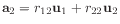 $ \mathbf{a}_2 = r_{12} \mathbf{u}_1 + r_{22} \mathbf{u}_2$