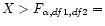 $ X > F_{\alpha,df1,df2} =$
