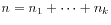 $ n = n_1 + \cdots + n_k$